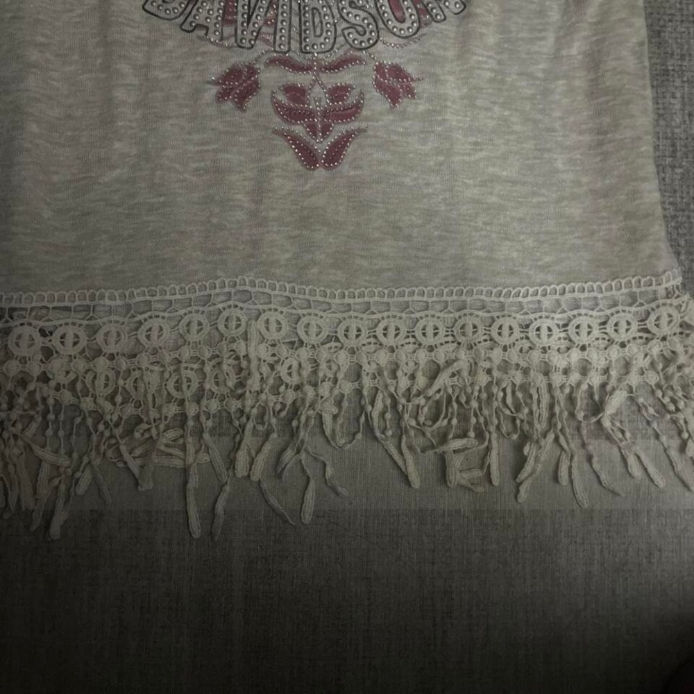 Women's Cream Harley Davidson long sleeve large top with fringe #fringetop‎ - Picture 3 of 7